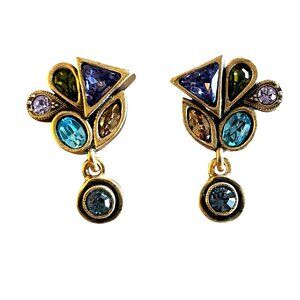Patricia Locke Over the Rainbow gold tone Crystal Earrings